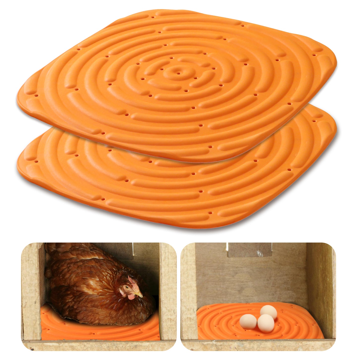 Comfort Chicken Nesting Pads - Thick, Eco-Friendly, Non-Slip & Easy-Clean, 13x12 Inch (2 Pack)